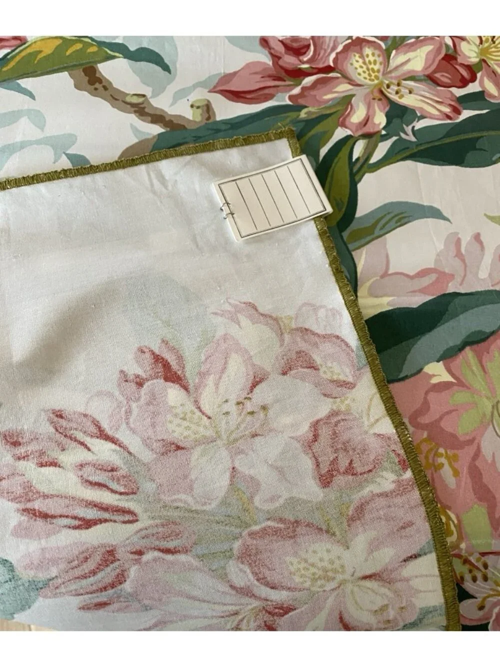 Tropical Floral Chintz Fabric Sample 28 X 27” Finished Edges